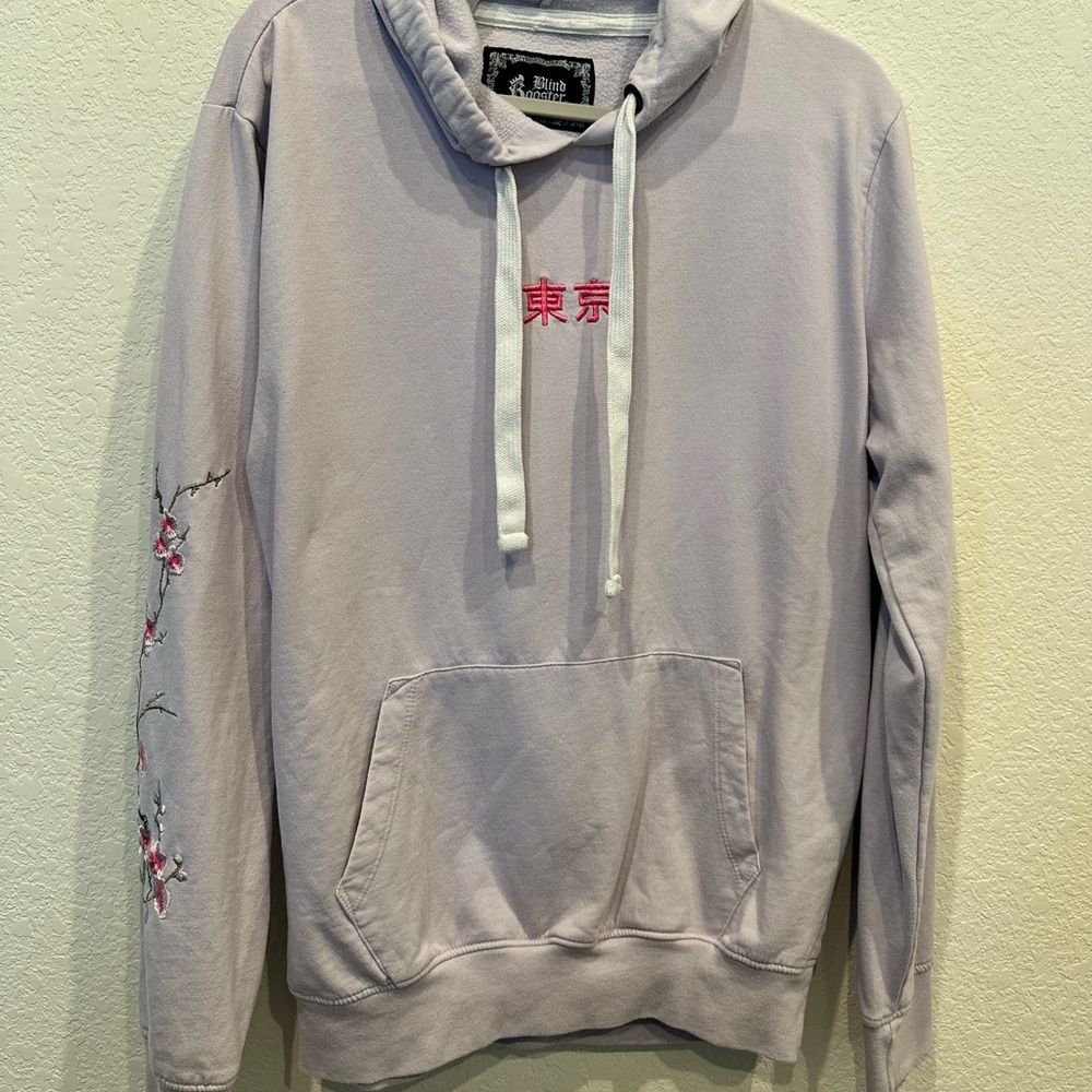 Blind Rooster hoodie lavender size large